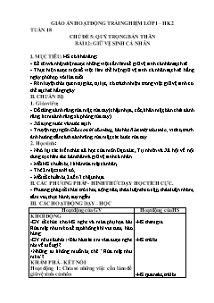 Giáo án học kì II Hoạt động trải nghiệm Lớp 1