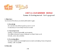 Giáo án Tiếng Anh Lớp 6 (Global success) - Unit 11: Our greener world