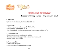 Giáo án Tiếng Anh Lớp 6 (Global success) - Unit 6: Our Tet holiday