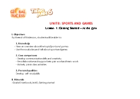 Giáo án Tiếng Anh Lớp 6 (Global success) - Unit 8: Sports and games