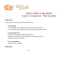 Giáo án Tiếng Anh Lớp 6 (Global success) - Unit 9: Cities of the world