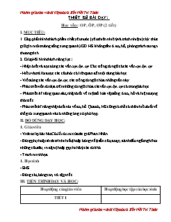 Giáo án Tiếng Việt Lớp 1 - Bài: Op, ôp, ơp (2 tiết)