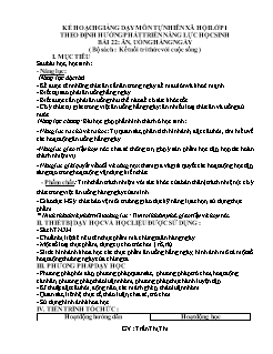 Giáo án Tự nhiên và xã hội Lớp 1 - Bài 22: Ăn, uống hàng ngày (Bộ sách Kết nối tri thức với cuộc sống)