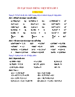 Ôn tập Toán Tiếng Việt tết Lớp 5