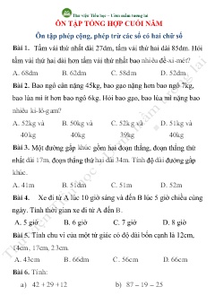 Ôn tập tổng hợp cuối năm môn Toán Lớp 2