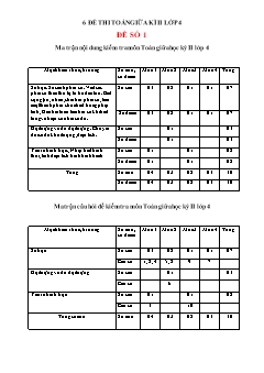 Tổng hợp 6 đề thi giữa kì II môn Toán Lớp 4