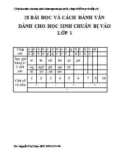 28 bài đọc và cách đánh vần dành cho học sinh chuẩn bị vào lớp 1