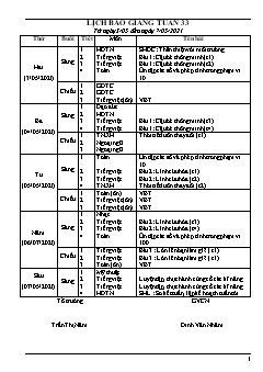 Bài giảng Lớp 1 - Tuần 33 - Năm học 2020-2021