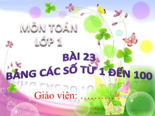 Bài giảng Toán Lớp 1 - Bài 23: Bảng các số từ 1 đến 100