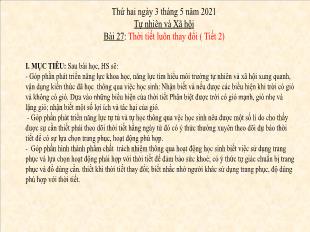 Bài giảng Tự nhiên và xã hội Lớp 1 - Bài 27: Thời tiết luôn thay đổi ( Tiết 2) - Năm học 2020-2021