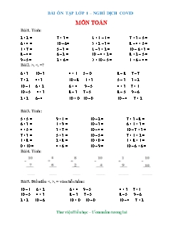 Bài ôn tập môn Toán Lớp 1