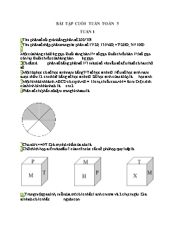 Bài tập cuối tuần môn Toán Lớp 5
