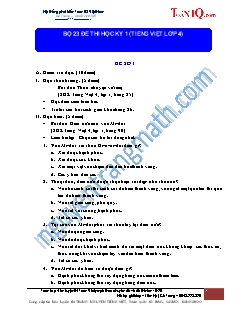 Bộ 23 đề thi học kỳ 1 môn Tiếng Việt Lớp 4