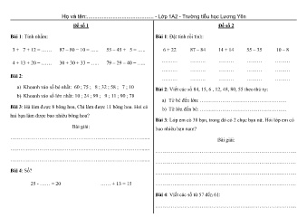 Bộ đề ôn tập hè lớp 1 lên lớp 2 môn Toán - Trường Tiểu học Lương Yên