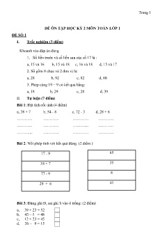 Đề ôn tập học kỳ 2 môn Toán Lớp 1