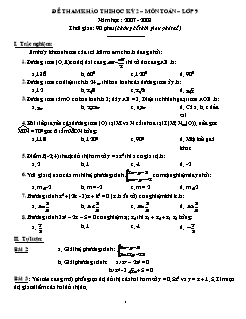 Đề tham khảo thi học kì 2 môn Toán Lớp 9 - Năm học 2007-2008