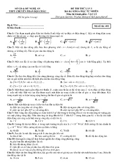 Đề thi thử lần 1 môn Vật lý - Trường THPT Chuyên Phan Bội Châu (Mã đề 401) (Có đáp án)