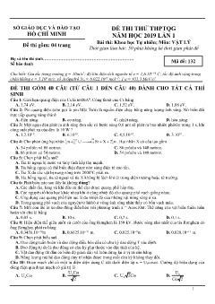 Đề thi thử THPTQG năm học 2019 lần 1 môn Vật lý - Sở Giáo dục và đào tạo Hồ Chí Minh (Mã đề 132) (Có đáp án)