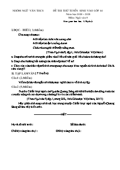 Đề thi thử tuyển sinh vào lớp 10 môn Ngữ văn Lớp 9 - Năm học 2020-2021 (Đề 9) (Có đáp án)
