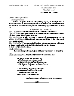 Đề thi thử tuyển sinh vào lớp 10 môn Ngữ văn Lớp 9 - Năm học 2020-2021 (Đề 12) (Có đáp án)