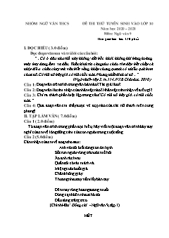 Đề thi thử tuyển sinh vào lớp 10 môn Ngữ văn Lớp 9 - Năm học 2020-2021 (Đề 4) (Có đáp án)