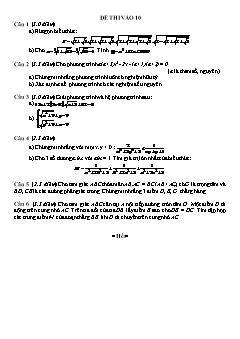Đề thi tuyển sinh vào lớp 10 THPT chuyên môn Toán - Sở GD&ĐT Phú Yên - Năm học 2011-2012 (Có đáp án)