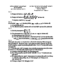 Đề thi tuyển sinh vào lớp 10 THPT môn Toán - Sở GD&ĐT Bình Dương - Năm học 2018-2019 (Có đáp án)