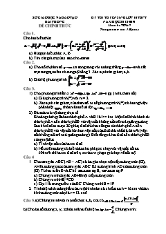 Đề thi tuyển sinh vào lớp 10 THPT môn Toán - Sở GD&ĐT Hải Phòng - Năm học 2018-2019 (Có đáp án)