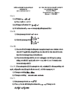Đề thi tuyển sinh vào lớp 10 THPT môn Toán - Sở GD&ĐT Hòa Bình - Năm học 2018-2019 (Có đáp án)