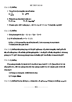 Đề thi tuyển sinh vào lớp 10 THPT môn Toán - Sở GD&ĐT Hòa Bình - Năm học 2012-2013 (Có đáp án)