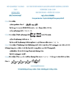 Đề thi tuyển sinh vào lớp 10 THPT môn Toán - Sở GD&ĐT Hưng Yên - Năm học 2018-2019 (Có đáp án)