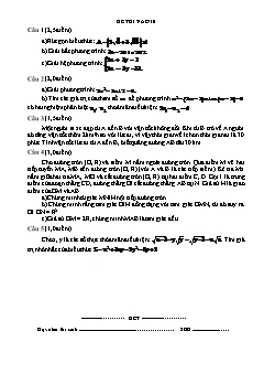 Đề thi tuyển sinh vào lớp 10 THPT môn Toán - Sở GD&ĐT Phú Thọ - Năm học 2011-2012 (Có đáp án)