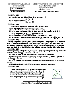 Đề thi tuyển sinh vào lớp 10 THPT môn Toán - Sở GD&ĐT Quảng Ngãi - Năm học 2019-2020 (Có đáp án)