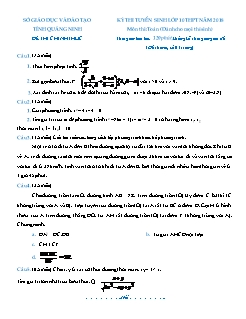 Đề thi tuyển sinh vào lớp 10 THPT môn Toán - Sở GD&ĐT Quảng Ninh - Năm học 2018-2019 (Có đáp án)