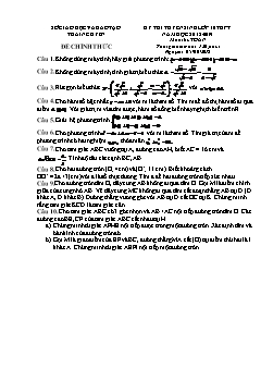 Đề thi tuyển sinh vào lớp 10 THPT môn Toán - Sở GD&ĐT Thái Nguyên - Năm học 2018-2019 (Có đáp án)