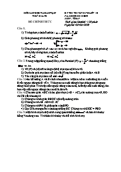 Đề thi tuyển sinh vào lớp 10 THPT môn Toán - Sở GD&ĐT Tiền Giang - Năm học 2018-2019 (Có đáp án)