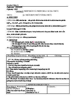 Giáo án cả năm Đại số Lớp 8 - Năm học 2019-2020