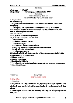 Giáo án Chuyên đề Tiếng Việt Lớp 1 - Tuần 16 - Năm học 2020-2021