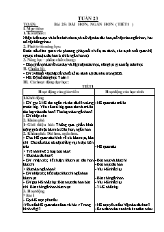 Giáo án Toán Lớp 1 - Tuần 23