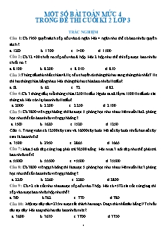 Một số bài toán mức 4 trong đề thi cuối kì 2 Lớp 3