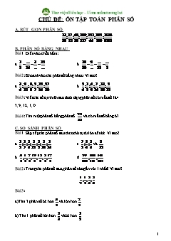 Ôn tập Toán Lớp 4 - Chủ đề: Ôn tập toán phân số