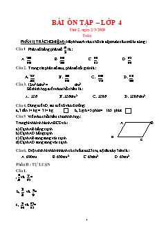 Phiếu bài tập nghỉ dịch môn Toán + Tiếng Việt Lớp 4