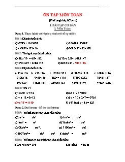 Phiếu ôn tập môn Toán Lớp 4