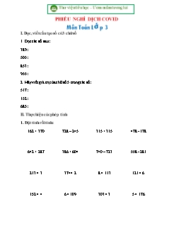 Phiếu ôn tập nghỉ dịch môn Toán Lớp 3