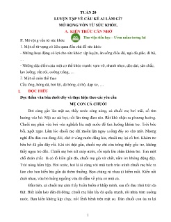 Phiếu ôn tập Tiếng Việt Lớp 4 - Tuần 20: Luyện tập về câu kể Ai làm gì? Mở rộng vốn từ sức khỏe