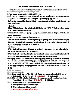 Trắc nghiệm kiểm tra Lịch sử Lớp 11 - Bài 13: Nước Mĩ giữa hai cuộc chiến tranh Thế giới (1918-1939) (Có đáp án)