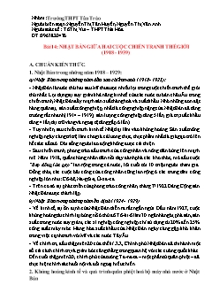 Trắc nghiệm kiểm tra Lịch sử Lớp 11 - Bài 14: Nhật Bản giữa hai cuộc chiến tranh Thế giới (1918-1939) (Có đáp án)