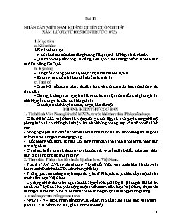 Trắc nghiệm kiểm tra Lịch sử Lớp 11 - Bài 19: Nhân dân Việt Nam kháng chiến chống Pháp xâm lược (Từ 1885 đến trước 1873) (Có đáp án)