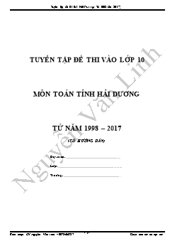 Tuyển tập đề thi vào lớp 10 môn Toán tỉnh Hải Dương (Có đáp án)