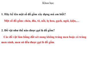 Bài giảng Khoa học Lớp 5 - Bài: Xi măng